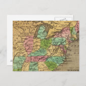 アメリカ、カナダ 手彩色の地図帳 ポストカード (正面/裏面)