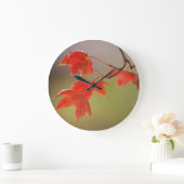 アメリカ、カンザス、葉レッド秋 ラージ壁時計 (ホーム)