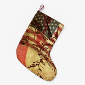 アメリカ、グランジ背景 スモールクリスマスストッキング (正面 (吊り時))