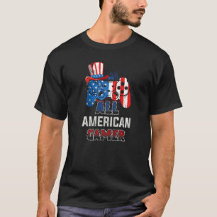アメリカ ゲーマー コントローラー アメリカ国旗 7月4日 アメリカ  Tシャツ