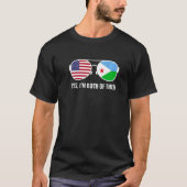 アメリカ・ジブチ国旗のサングラス・ジブチ系アメリカ人 Tシャツ (正面)