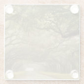 アメリカ、ジョージア、サバンナ、オーク材で囲まれたドライブイン ガラスコースター (裏面)