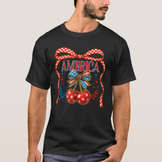 アメリカ チェリー コケットボウ チェリー 7月4日 アメリカ合衆国 Tシャツ