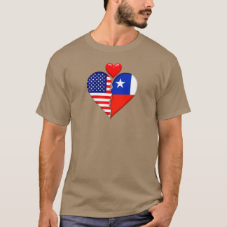 アメリカ チリ ハート フラグ スペイン語 ヒスパニック文化 Tシャツ