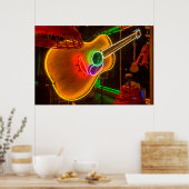 アメリカ、テキサス州、オースティン。ネオンギターアットブラックメール ポスター (キッチン)