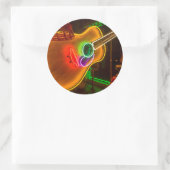 アメリカ、テキサス州、オースティン。ネオンギターアットブラックメール ラウンドシール (バッグ)