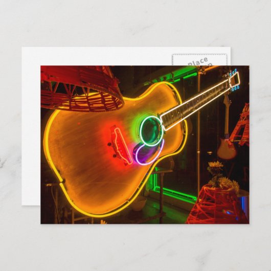 アメリカ, テキサス州, オースティン. ブラックメイルでのネオングリター ポストカード (正面/裏面)