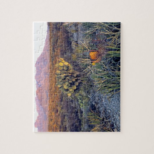 アメリカ、テキサス州、ビッグベンドNP。砂色のピンクの夕暮れ ジグソーパズル (縦)