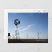 アメリカ、テキサス州、ベガ、旧牧場の風車と水 ポストカード (正面/裏面)