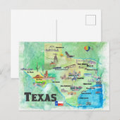 アメリカ テキサス 旅行 地図 ハイライト付き ポストカード (正面/裏面)