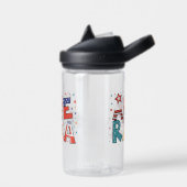 アメリカ テキストと星 カラフルデザイン ウォーターボトル (左面)
