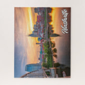 アメリカ，テネシー州，美しいナッシュビルの夕日 ジグソーパズル (縦)