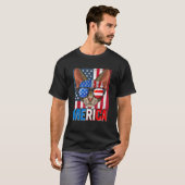 アメリカ デボンレックス 猫 7月4日 アメリカ国旗 Tシャツ (正面フル)