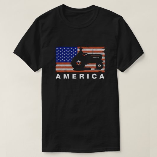 アメリカ -トラクター フラグ Tシャツ (デザイン正面)