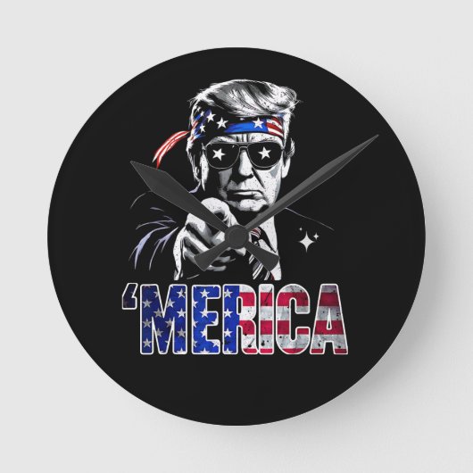 アメリカ トランプ アメリカ国旗 USA ラウンド壁時計 (正面)