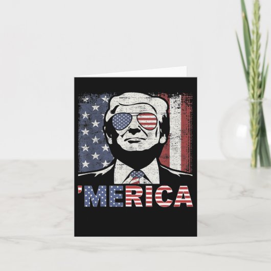 アメリカ トランプ 4日も楽しく アメリカ国旗 カード (正面)