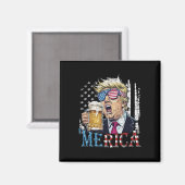 アメリカ トランプ 7月4日 男性 ビール 面白い マグネット (正面/裏面)