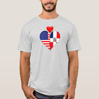 アメリカ ドミニカ共和国 ハートフラグ ヒスパニック Tシャツ