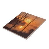 アメリカ、ニューイングランド、メイン。秋の日の出 タイル (側面)