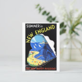 アメリカ・ニューイングランド・ヴィンテージ旅行ポスター復元 ポストカード (スタンド正面)