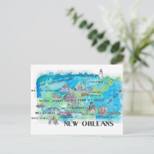 アメリカ ニュージャージー 旅行地図 ハイライト付き ポストカード (スタンド正面)