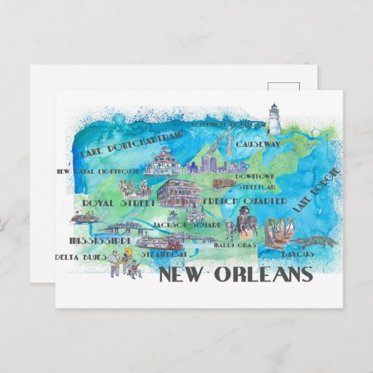 アメリカ ニュージャージー 旅行地図 ハイライト付き ポストカード (正面/裏面)