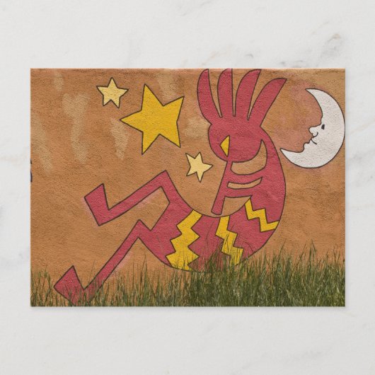 アメリカ, ニューメキシコ州, サンタフェ。壁画のミュージシャン ポストカード (正面)