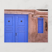 アメリカ, ニューメキシコ州, サンタフェ。青いドアと窓の眺め ポストカード (正面)