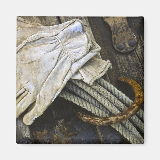 アメリカ、ニューメキシコ、サンタフェ。カウボーイの接写 マグネット (正面)