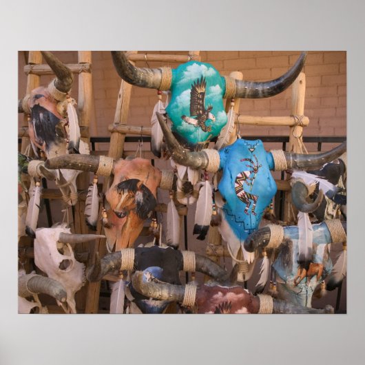 アメリカ、ニューメキシコ、サンタフェ:サンタフェのダウンタウン。 ポスター (正面)