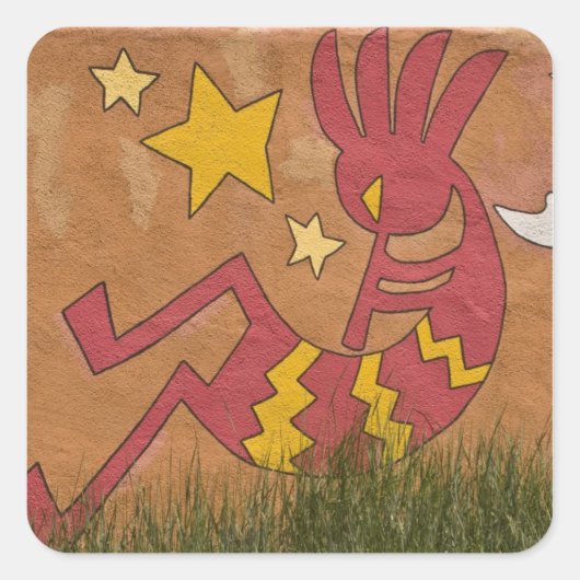 アメリカ、ニューメキシコ、サンタフェ。壁の壁画 スクエアシール (正面)