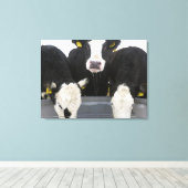 アメリカ、ニューヨーク州、牛が飲む凍ってい キャンバスプリント (インサイチュ (ウッドフロア))