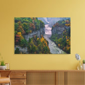 アメリカ、ニューヨーク、レッチワース州パーク。川と キャンバスプリント (インサイチュ (リビング))