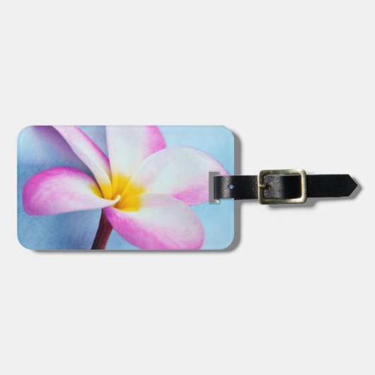 アメリカ,ハワイ,オアフ,プルメリアの花,開花2 ラゲッジタグ (正面横)