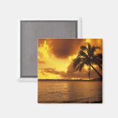 アメリカ、ハワイ、カウアイカラフル、月の日の出 マグネット (正面/裏面)