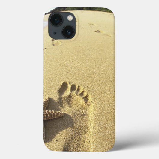 アメリカ、ハワイ、マウイ島、マケナビーチ、足跡と Case-Mate iPhoneケース (裏面)