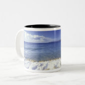 アメリカ、ハワイ、マウイ、サーフ来はマケナに ツートーンマグカップ (正面左)