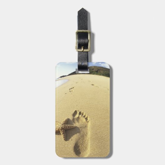アメリカ、ハワイ、マウイ、マケナビーチ、フットプリント、 ラゲッジタグ (正面縦)
