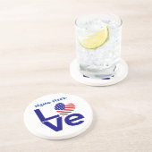 アメリカ ハート フラグ 青 LOVE 名前入り コースター (側面)