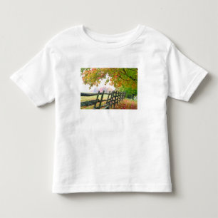 アメリカ、バーモント州。紅葉の下のフェンス トドラーTシャツ