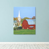 アメリカ、バーモント、ピーカム。赤い納屋と白 キャンバスプリント (インサイチュ (ウッドフロア))