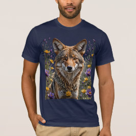 アメリカ・パスクフラワーに囲まれたコヨーテ Tシャツ