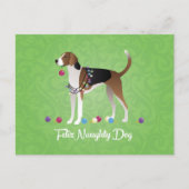 アメリカ·フォックスハウンド·フェリいけなズ·ドッグ·クリスマス シーズンポストカード (正面)
