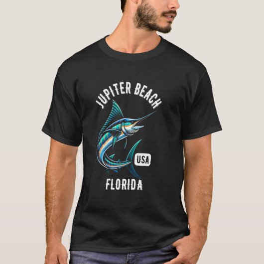 アメリカ フロリダ州 ジュピター ビーチ 釣り デザイン Tシャツ (正面)