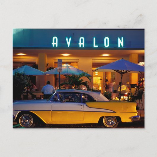 アメリカ, フロリダ州, マイアミ, 夜のサウスビーチ。 ポストカード (正面)