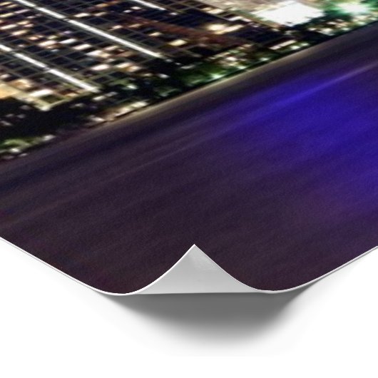 アメリカ、フロリダ、マイアミの夕暮れのスカイライン ポスター (角)