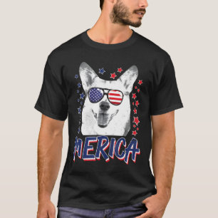 アメリカ ペンブローク ウェルシュコーギー 犬 独立記念日 Tシャツ