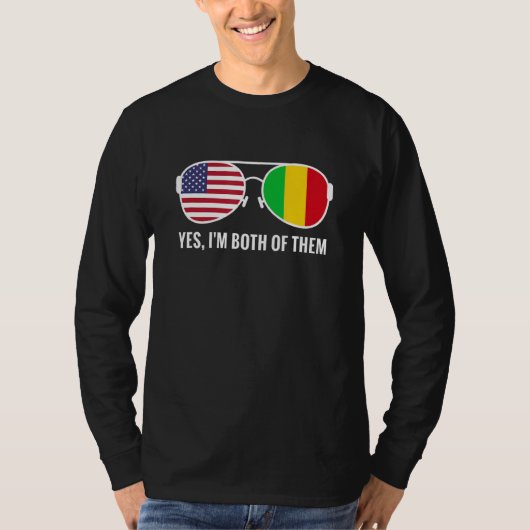 アメリカ・マリ国旗サングラスマリ系アメリカ人 Tシャツ (正面)