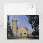 アメリカ、ミシガンオールドマッキナックポイントライトハウス ポストカード (正面/裏面)
