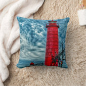 アメリカ ミシガン州グランドヘイブンの灯台 クッション (ブランケット)